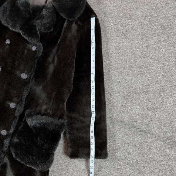 Vintage Borgana Brown Faux Fur Mid Length Double Breased Pea Coat Women’s Medium - Picture 11 of 14